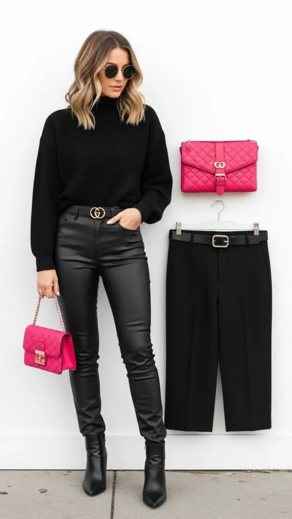 All-Black Base With Pink Accents