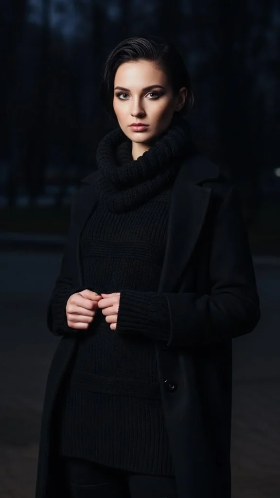 All-Black Layered Winter Look