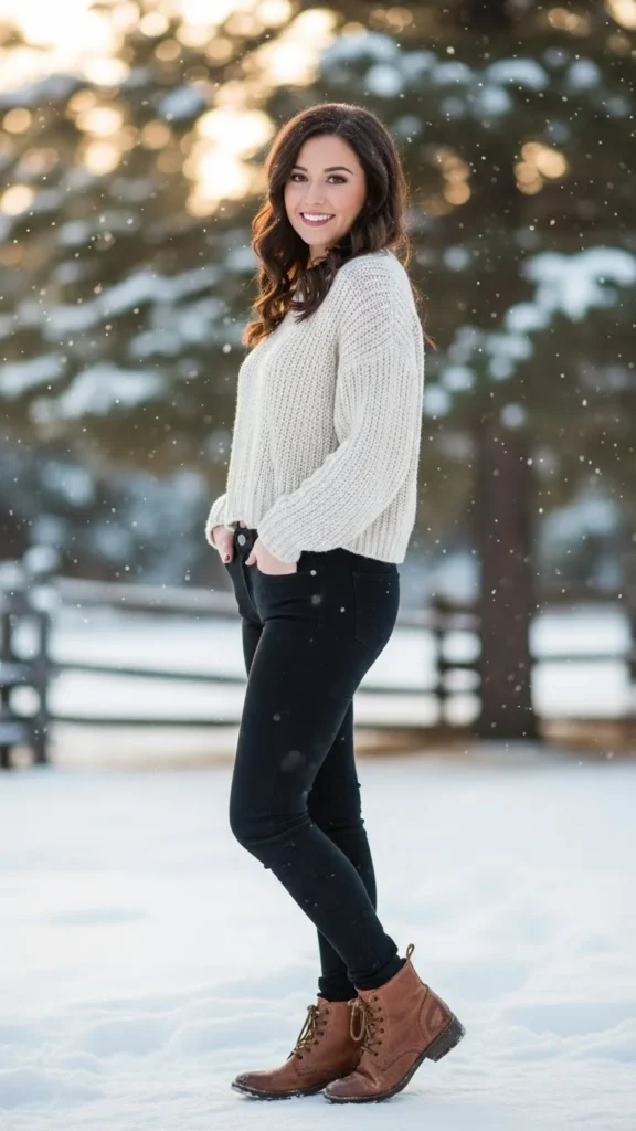 Black Jeans With a Soft Sweater