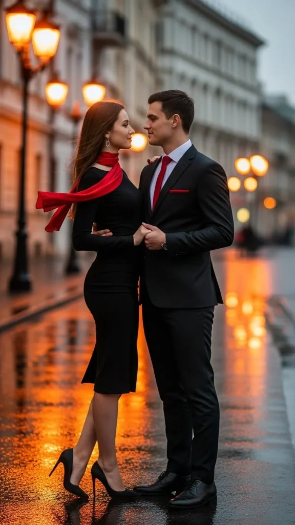 Black Outfits with Red Accents