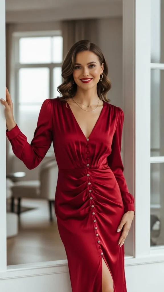 Button Front Midi Dress