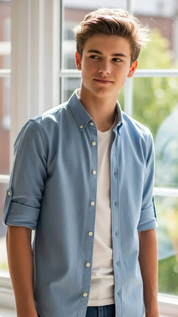 Button-Up Shirt With Rolled Sleeves