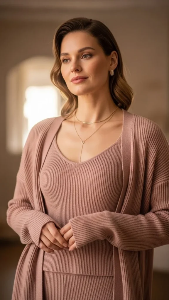 Cardigan Set with Minimal Jewelry