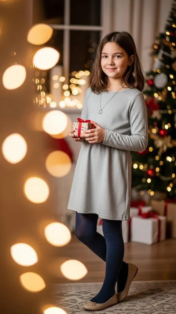 Casual Dress With Tights And Flats