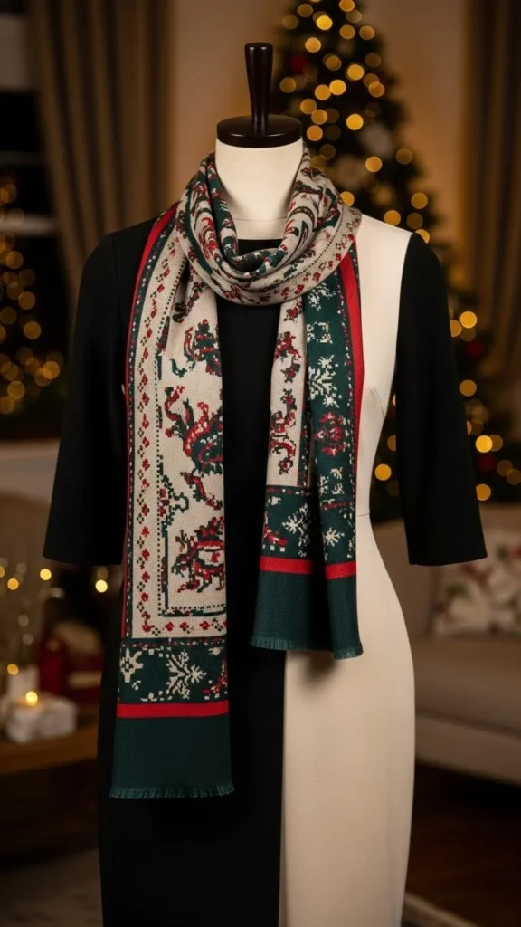 Classic Dress With Festive Scarf