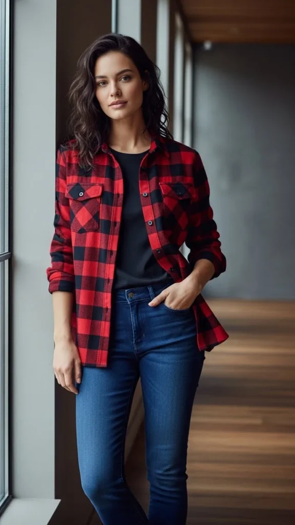 Cozy Flannel With Dark Wash Jeans