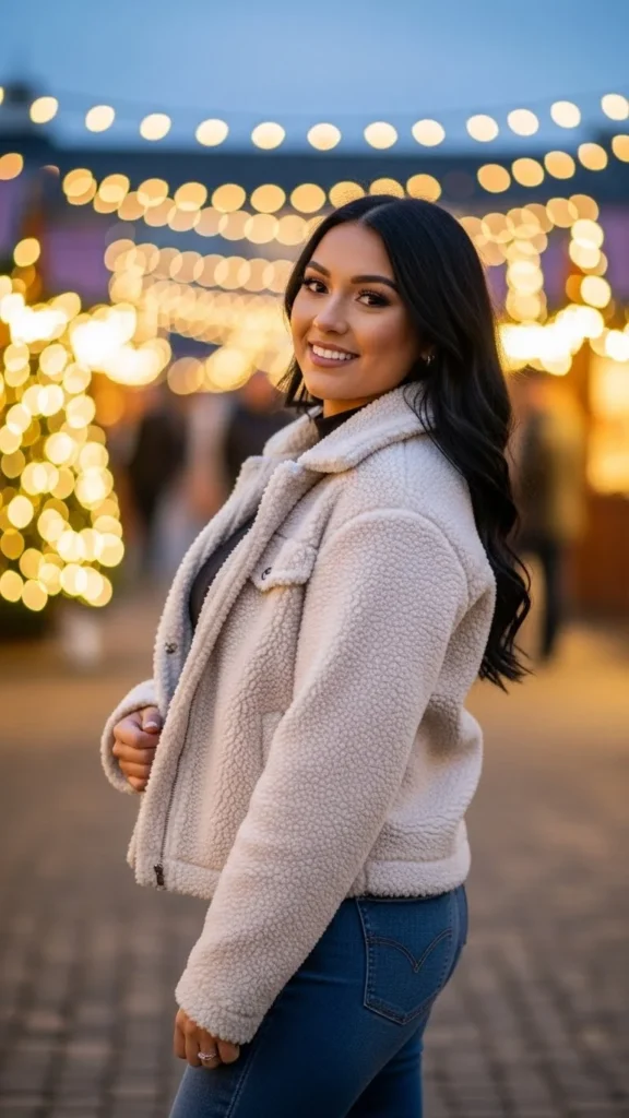 Cozy Sherpa Jacket With Jeans