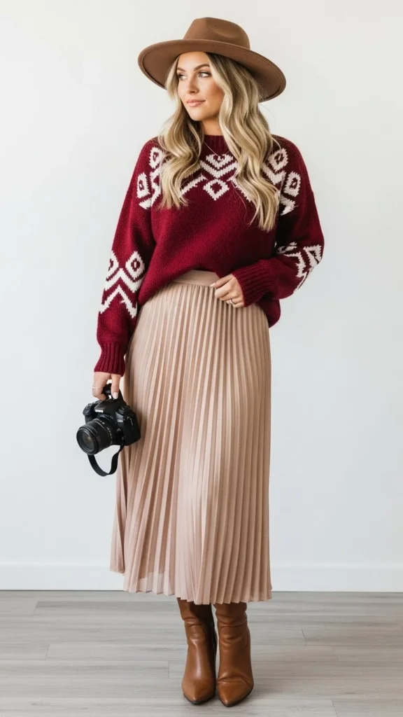 Cozy Sweater With Midi Skirt