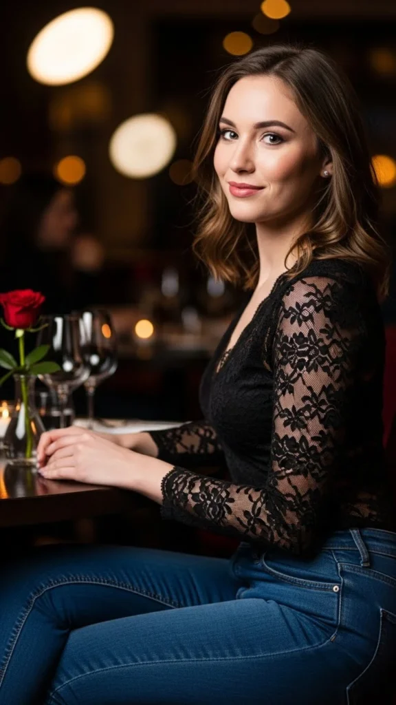 Dark Denim With Lace Top