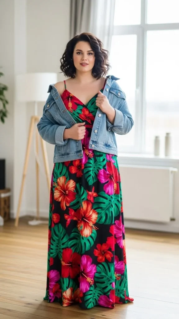 Denim Jacket Over Floral Dress