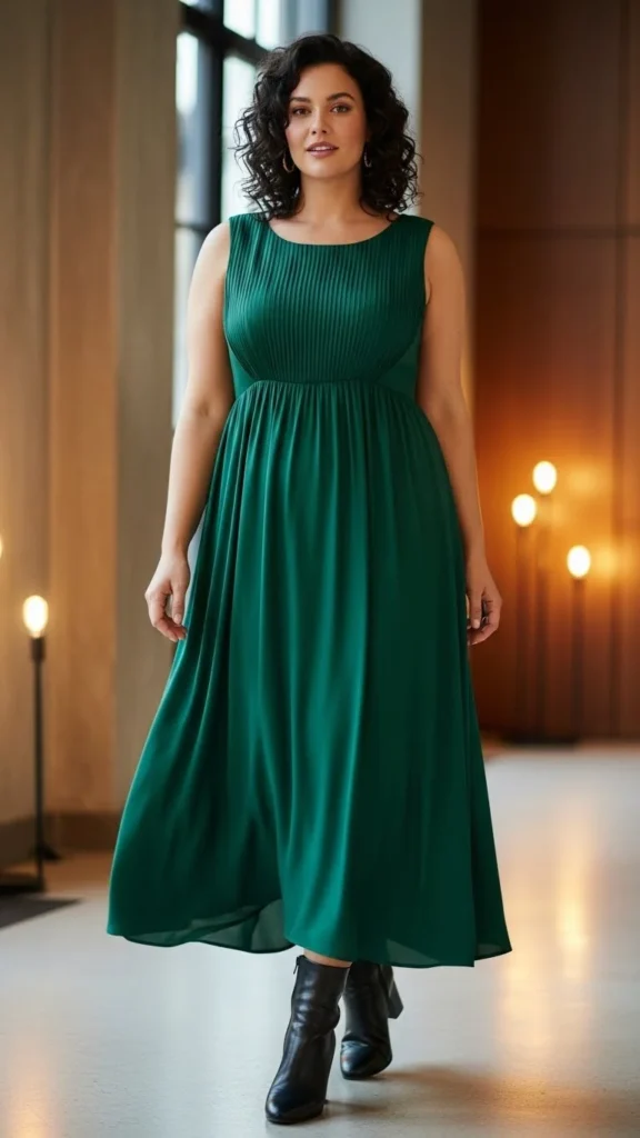 Empire Waist Dress With Ankle Boots