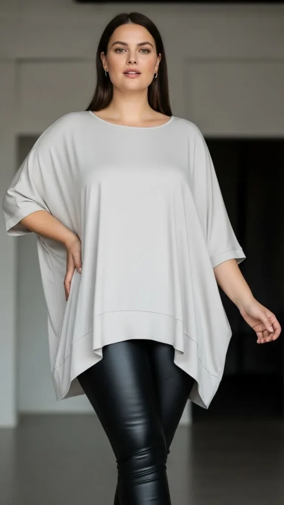 Faux Leather Leggings With Oversized Top