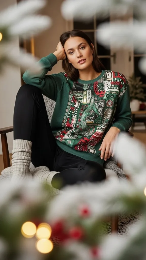 Festive Graphic Sweatshirt With Leggings.webp