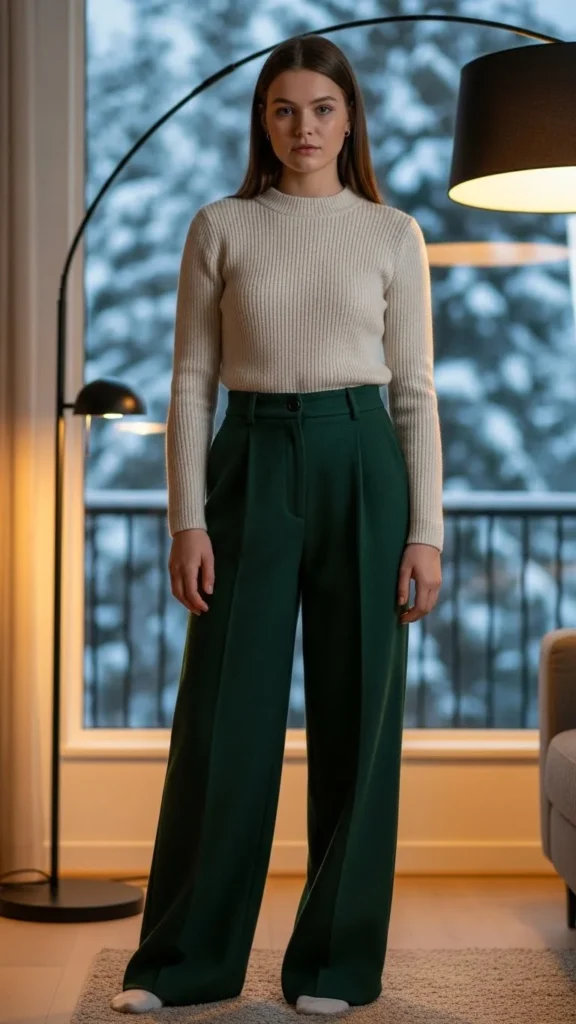 Fitted Sweater with Wide-Leg Pants