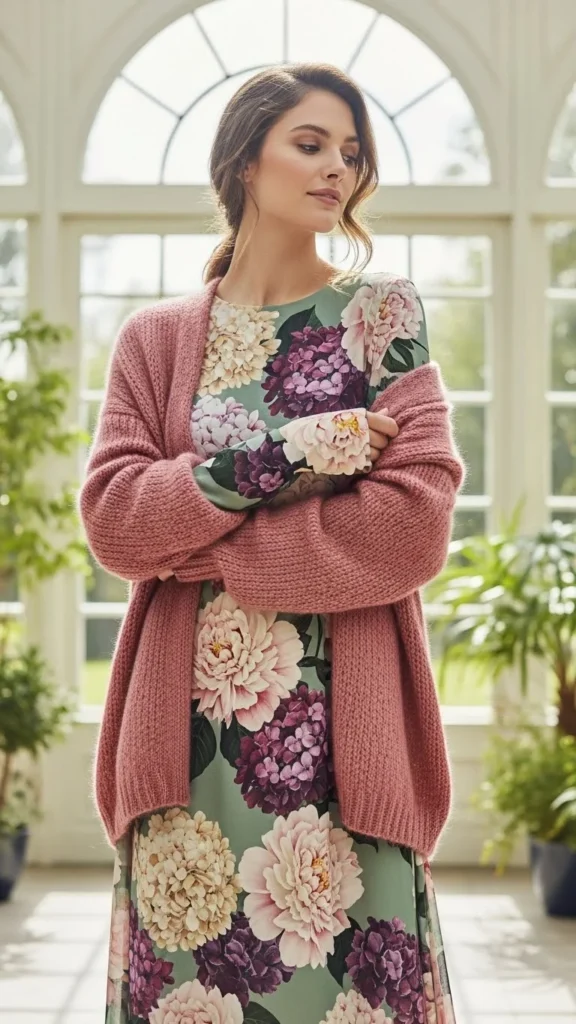 Floral Dress With Cardigan