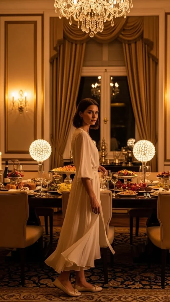 Flowy Dress With Flat Shoes