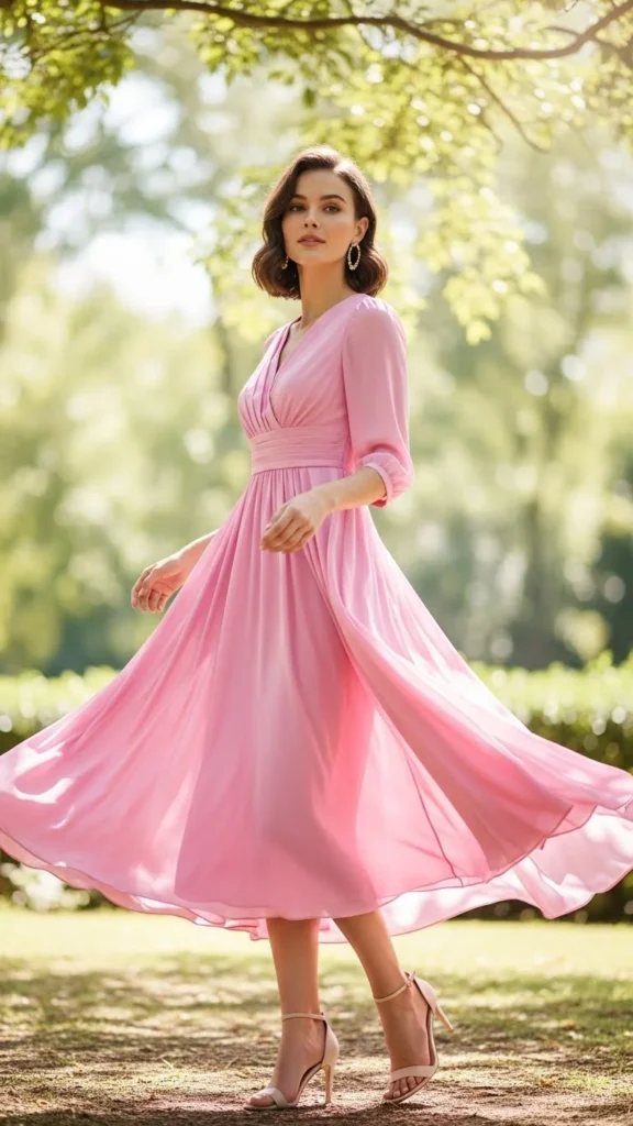 Flowy Pink Midi Dress