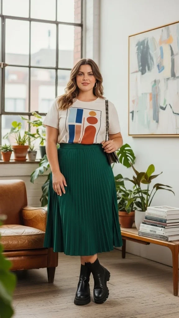 Graphic Tee With Midi Skirt