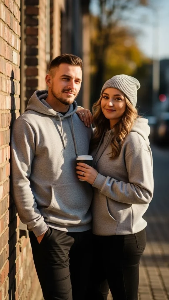 Grey Hoodie and Black Pants