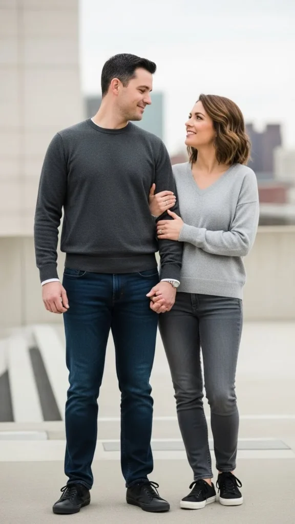 Grey Sweaters and Dark Denim