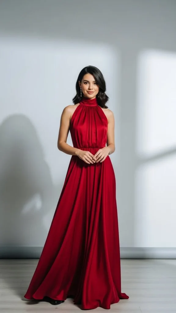 High Neck Midi Dress