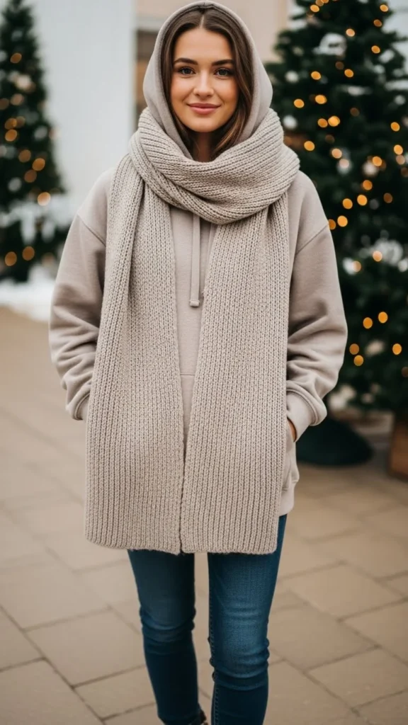 Hoodie Styled With a Scarf