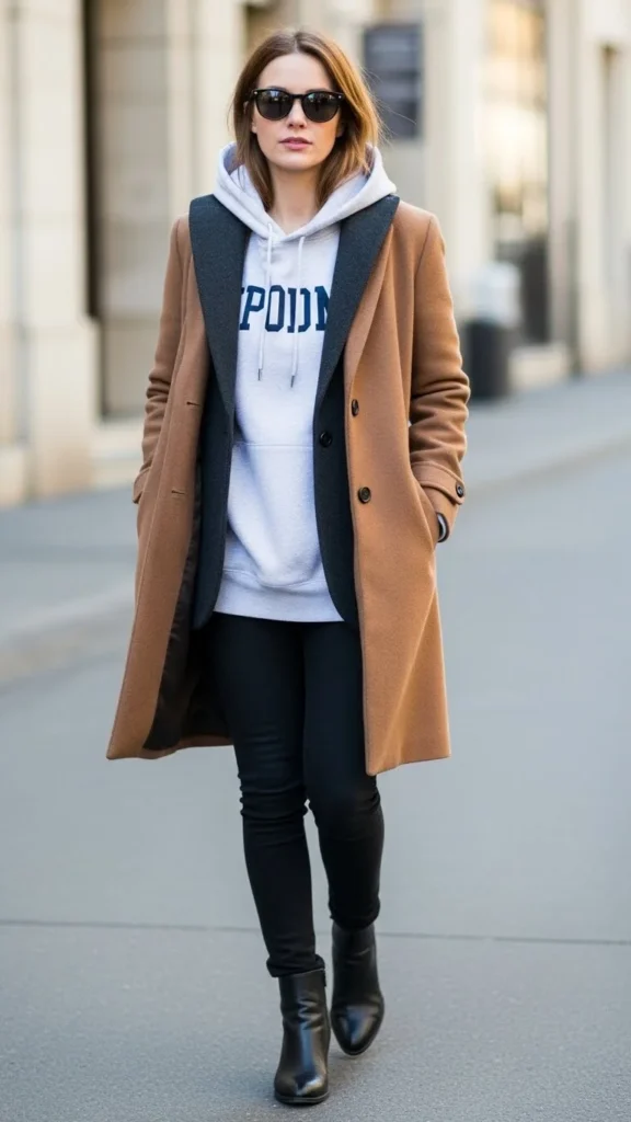 Hoodie Under Structured Coat