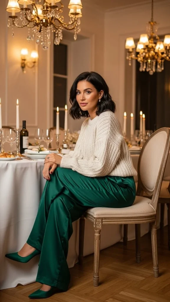 Knit Top With Satin Pants