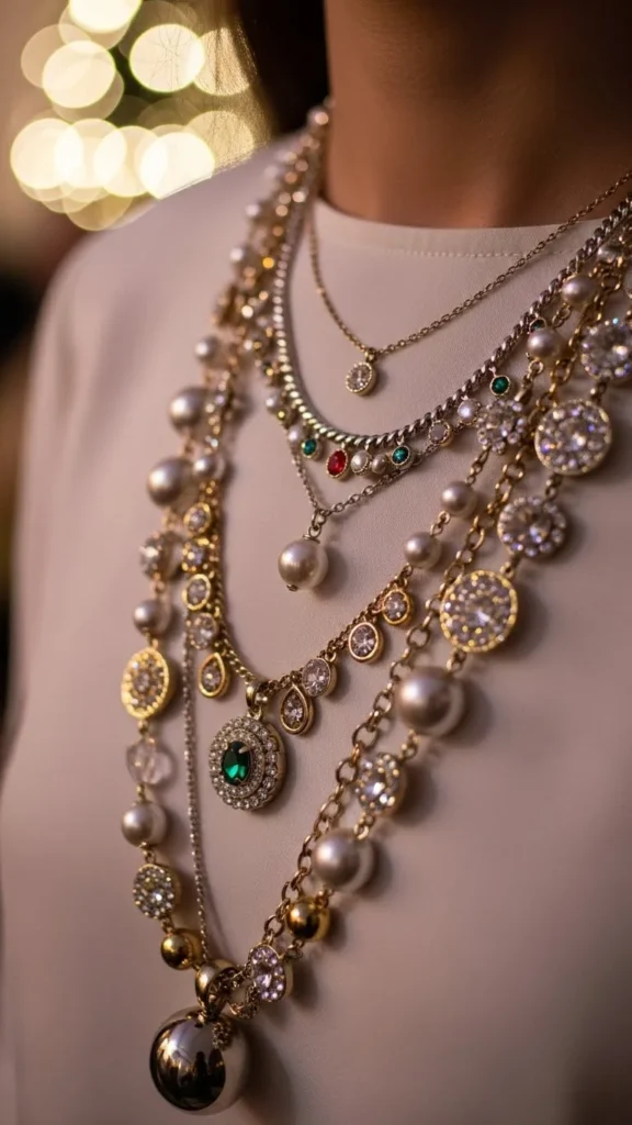 Layered Necklace With Plain Top