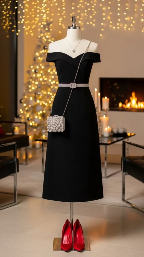 Little Black Dress With Festive Accessories