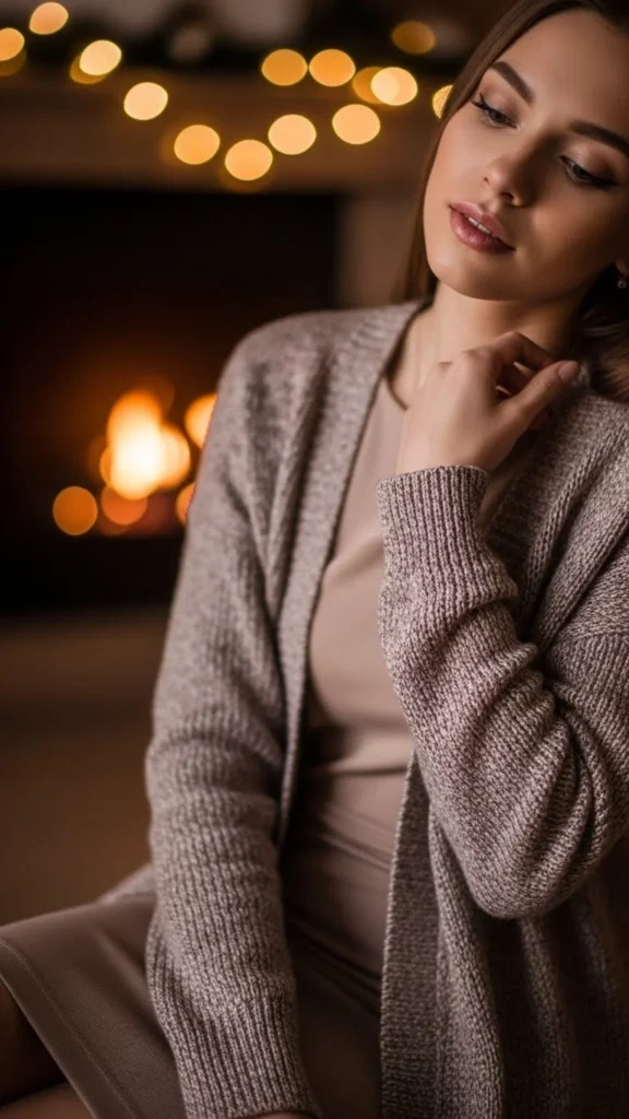 Long Cardigan Over a Fitted Dress