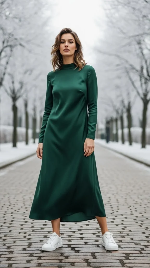 Long Sleeve Dress With Sneakers