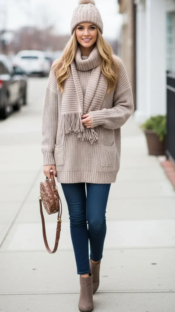 Longline Cardigan With Ankle Boots