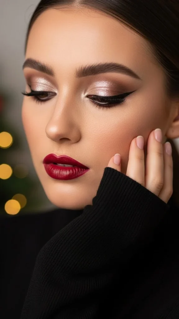 Minimal Outfit With Glam Makeup