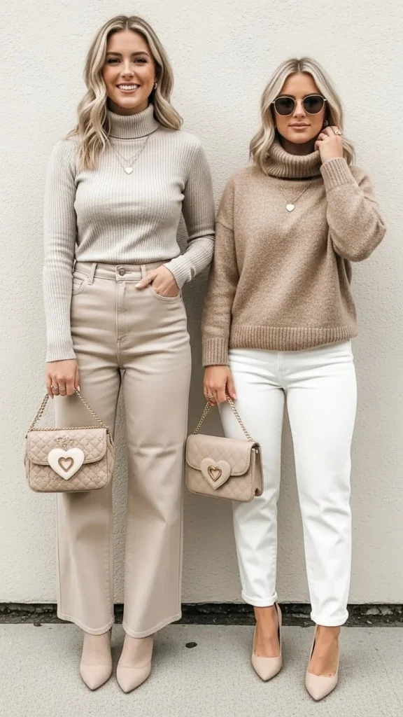 Neutral Outfit With Heart Accessories