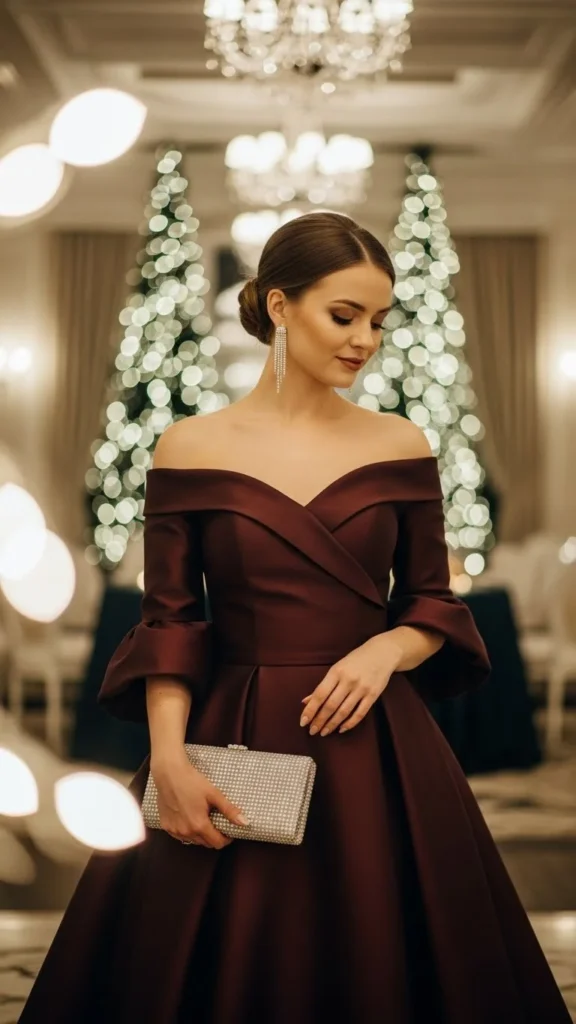 Off Shoulder Dress With Simple Accessories