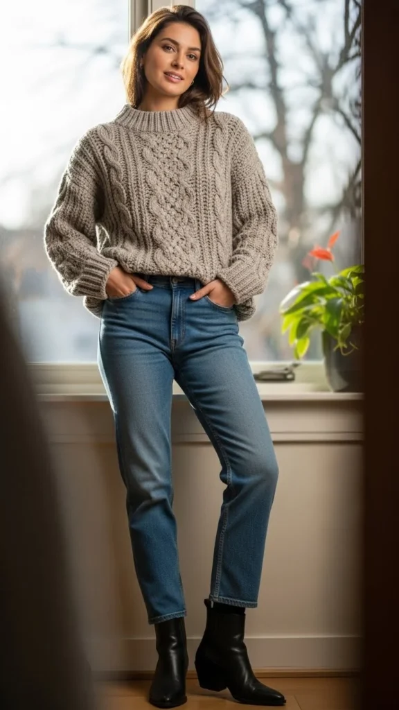 Oversized Knit With Straight-Leg Jeans