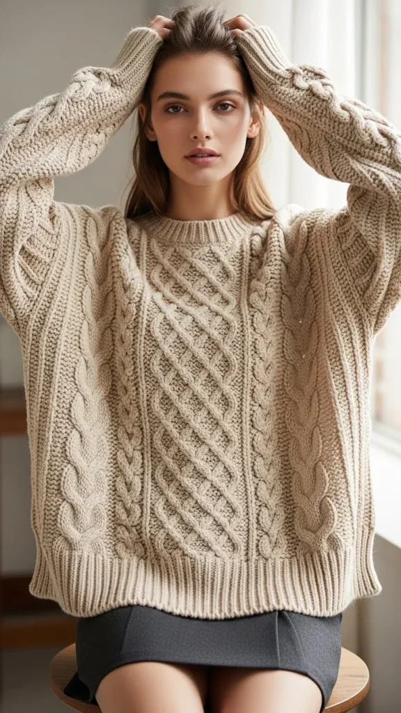 Oversized Sweater With Mini Skirt