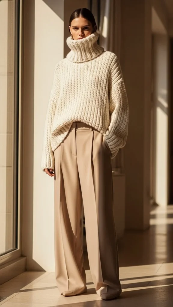 Oversized Turtleneck With Relaxed Trousers