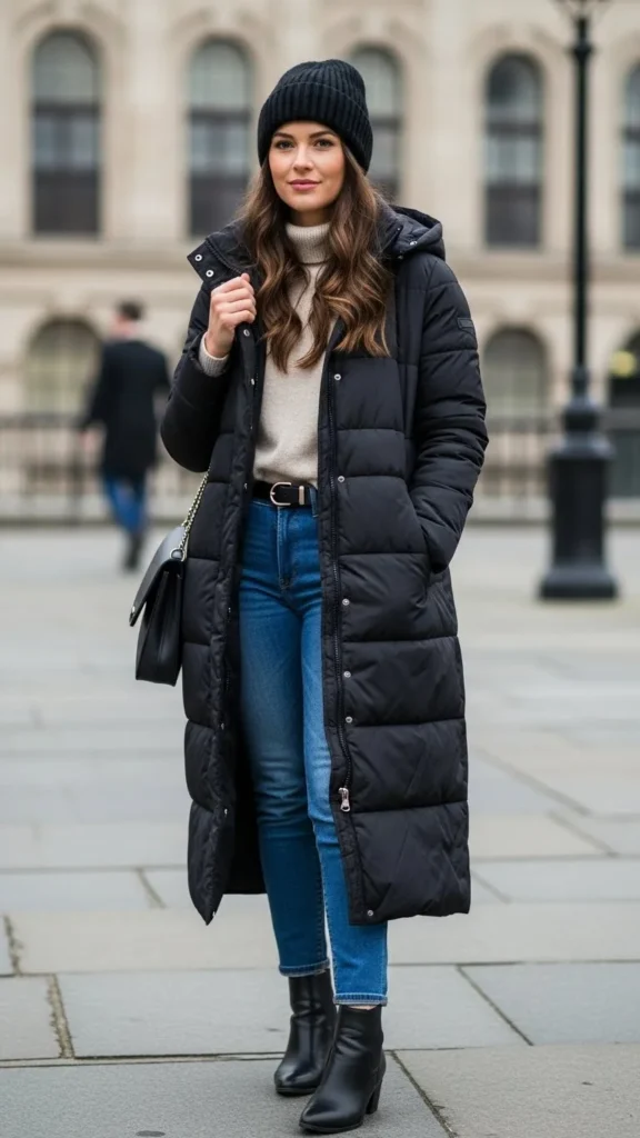 Padded Coat With Monochrome Layers