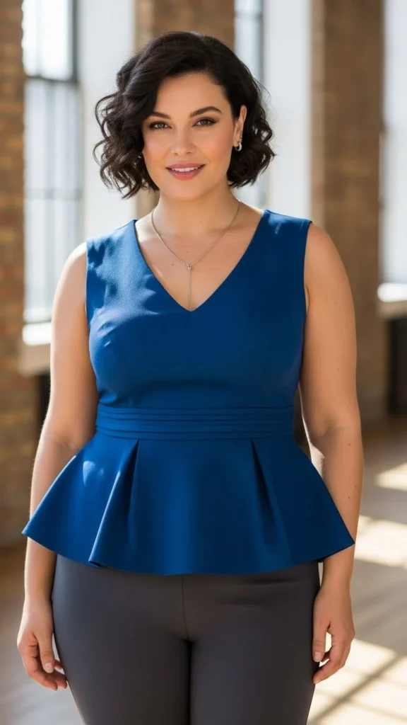 Peplum Top With Stretch Pants