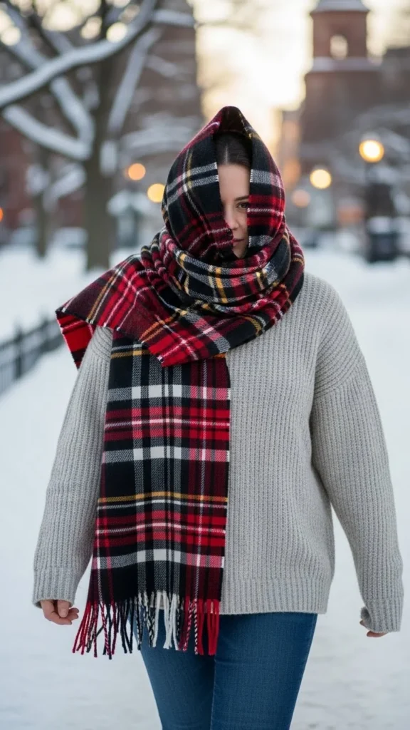 Plaid Scarf With a Simple Base