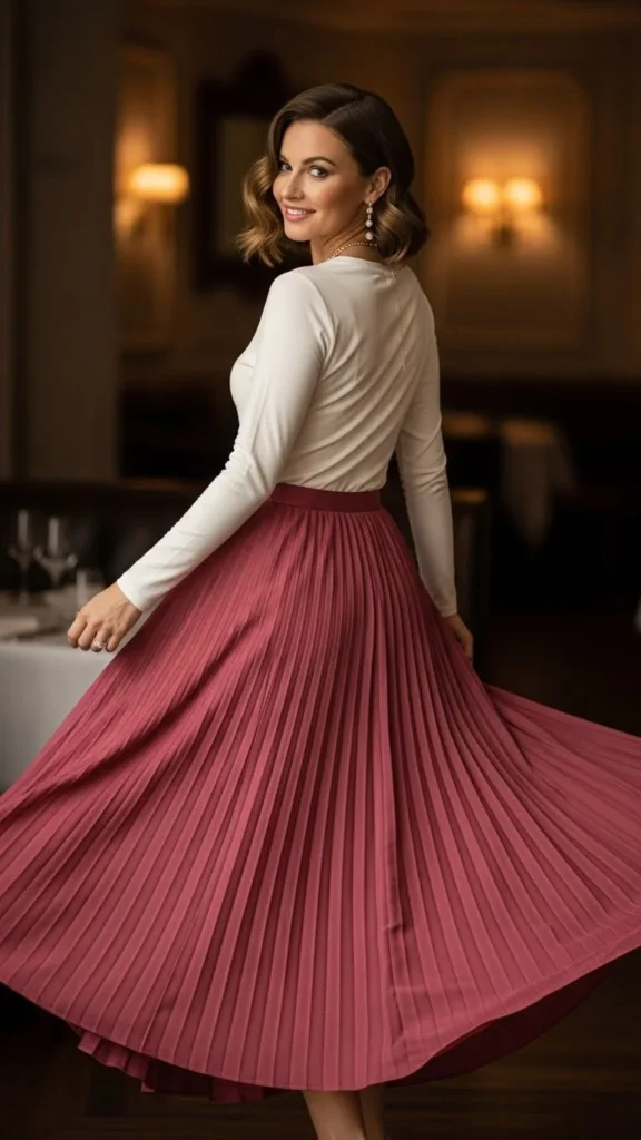 Pleated Skirt with Fitted Tee
