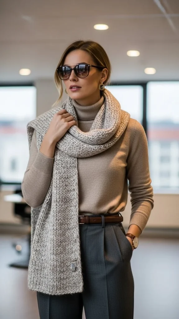 Polished Winter Layers With Scarf