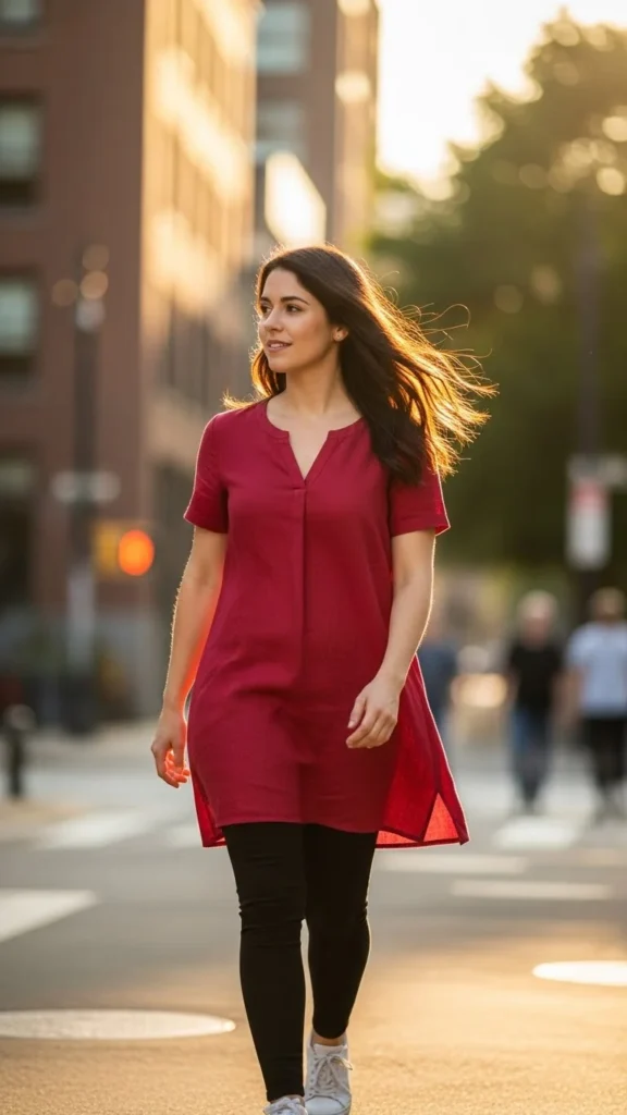 Red Tunic with Black Leggings