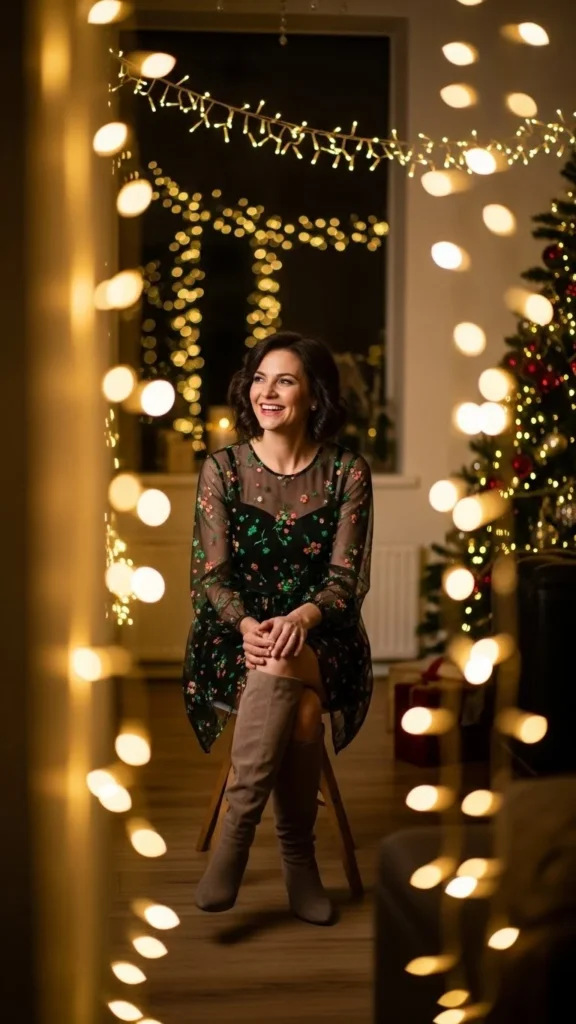 Sheer Sleeve Dress & Boots