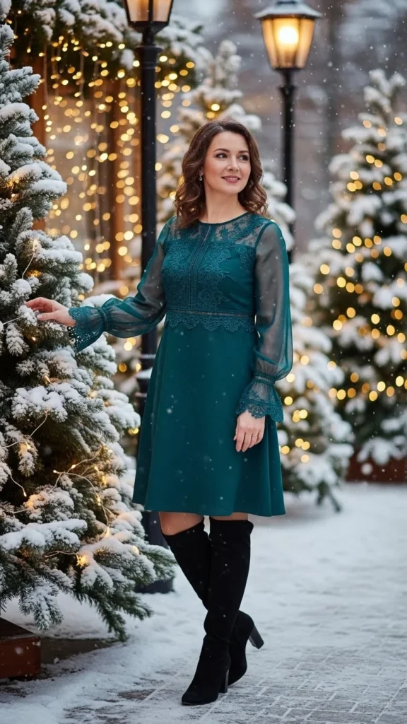 Sheer Sleeve Dress & Boots