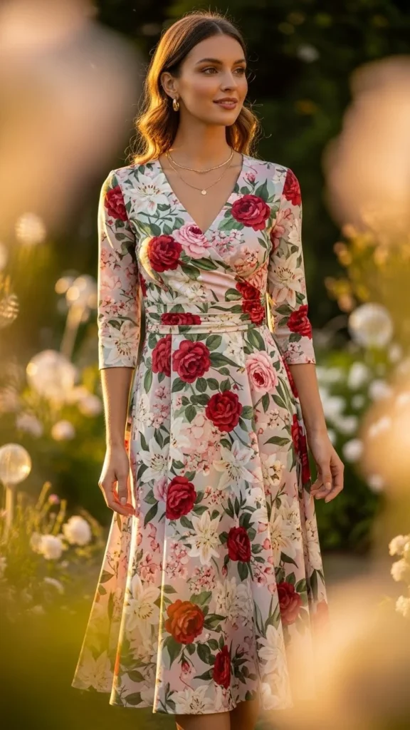 Soft Floral Midi Dress