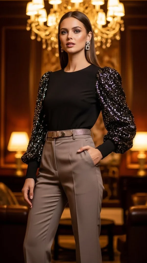 Statement Sleeves With Neutral Bottoms