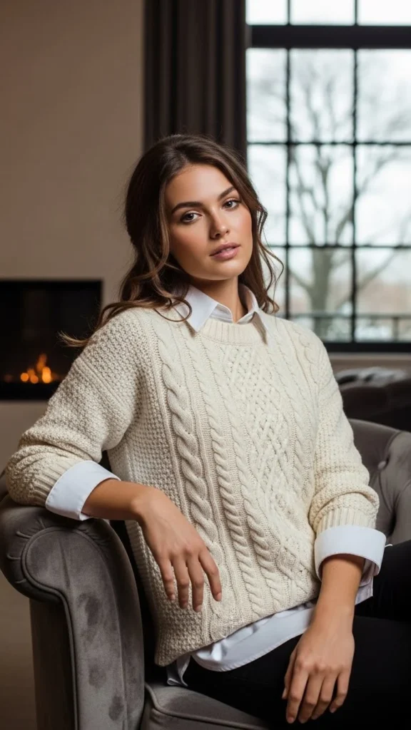 Sweater Layered Over Collared Shirt